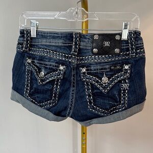 Miss Me Dark Blue heavy stitch Denim Shorts EUC 28
